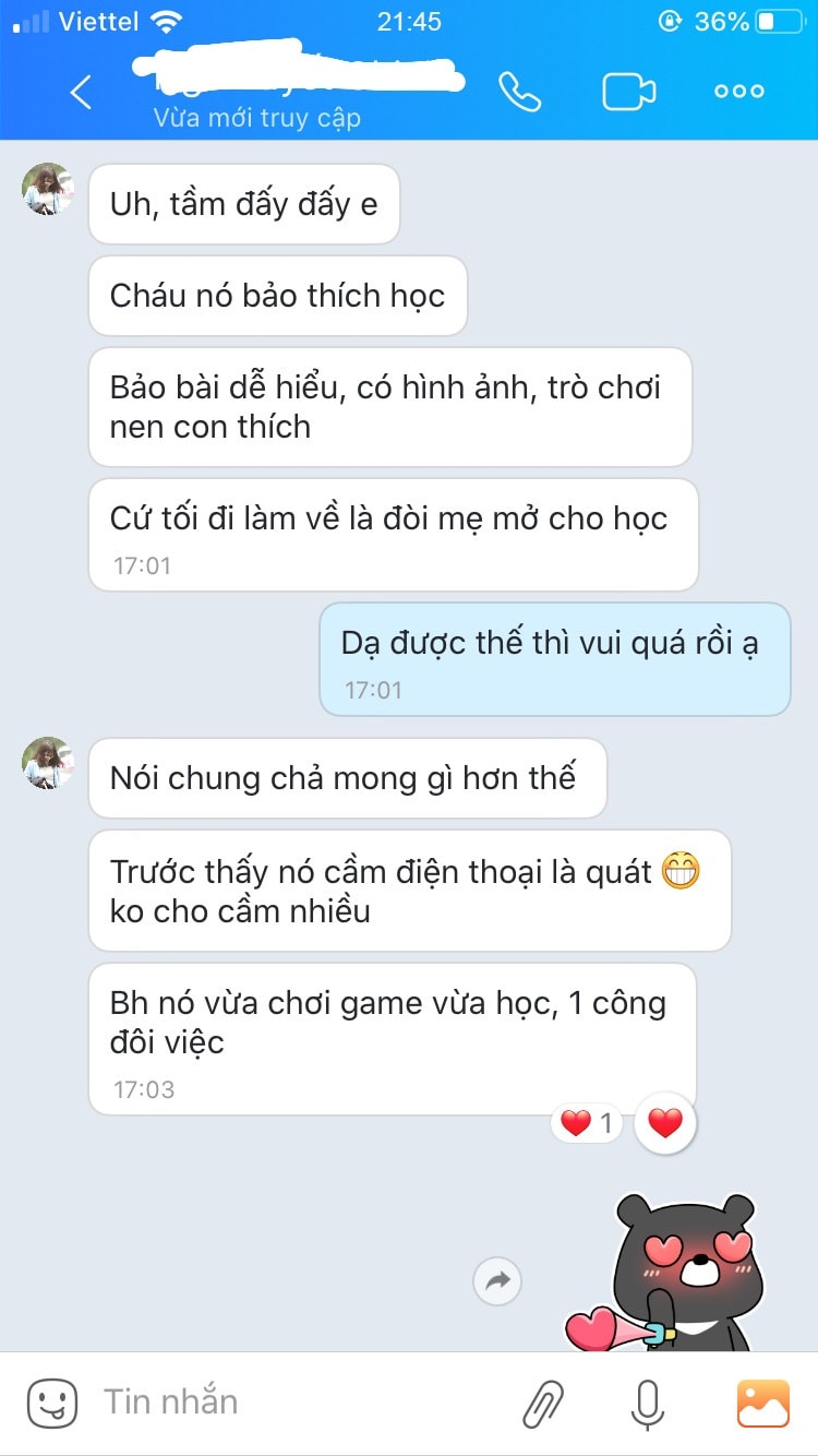  nhận xét của phụ huynh số 02